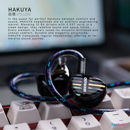 SeeAudio HAKUYA 10BA + 4EST Hybrid Driver Hifi In-Ear Headphones Music IEM Wired Earphones 2pin/4.4mm Detachable Cable